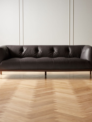Moet Charcoal Leather Tufted Sofa
