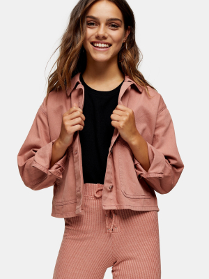 Petite Considered Pink Boxy Crop Shacket