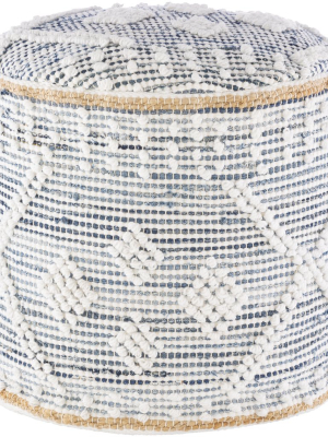 Sydney Woven Pouf In White