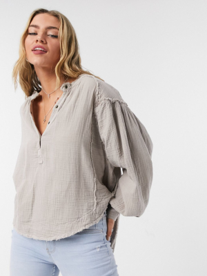 Free People Beach Day Pullover Top In Gray