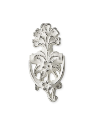 Fleur De Lis Antique White Door Knocker