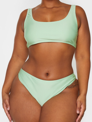 Plus Sage Green Basic High Waisted Bikini Bottoms