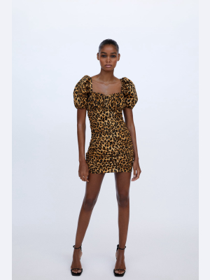 Animal Print Draped Dress