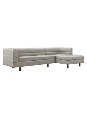 Ornette Right Chaise 2 Piece Sectional In Heathered Chenille / Feather