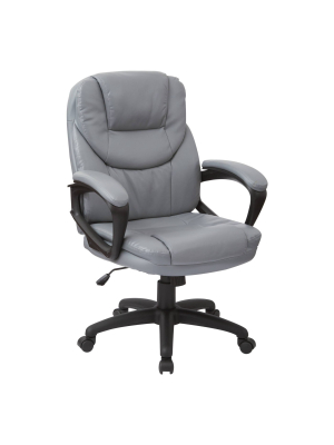 Faux Leather Managers Chair With Padded Arms - Osp Home Furnishings