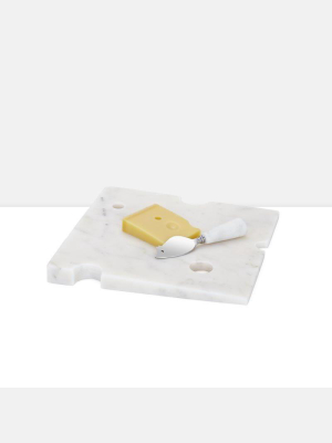 Wedge Marble Cheese Board With Mouse Knife