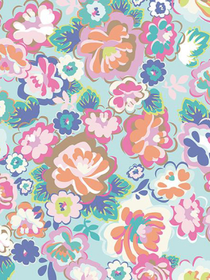 Blue English Country Floral Dream Wall Mural From The Eijffinger Rice Collection By Brewster Home Fashions