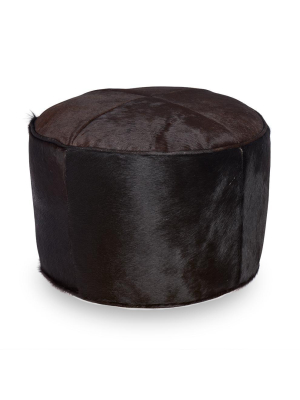 Black Cowhide Pouf - Ottoman