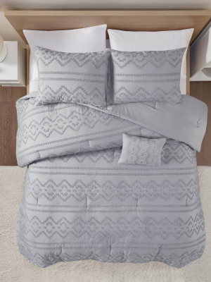 Jemma Solid Clipped Jacquard Comforter Set