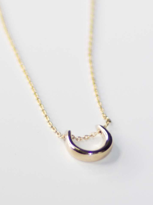 Gold Crescent Charm Necklace