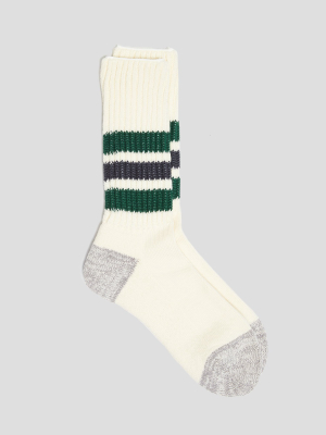 Rototo Coarse Ribbed Old School Crew Socks In Green