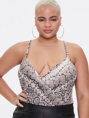 Plus Size Snake Print Bodysuit