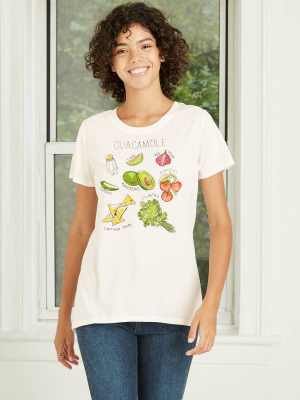 Women's Short Sleeve Guacamole Grid Graphic T-shirt - Awake White