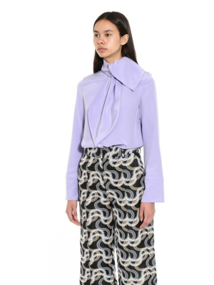 Small Bow Shirt - Lavender Silk Crepe