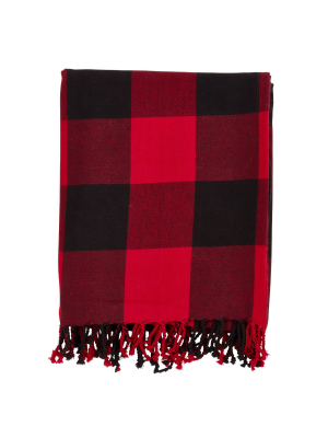 Buffalo Plaid Throw Blanket Red - Saro Lifestyle