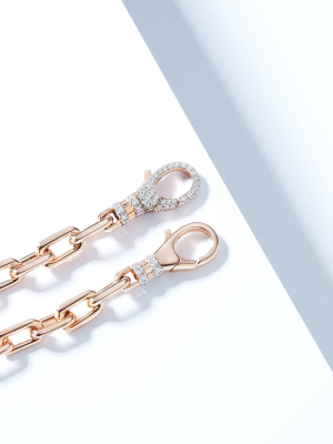Clive 18k Rose Gold Chain Link Bracelet With Diamond Lobster Clasp