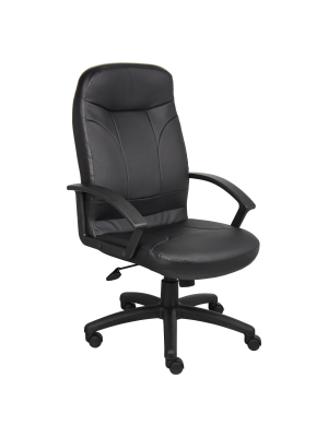 High Back Leatherplus Chair Black - Boss Office Products