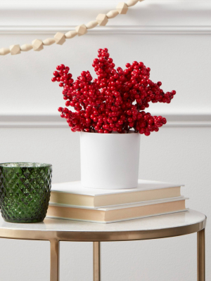 10" X 9" Artificial Red Berries Arrangement In Pot Red - Threshold™