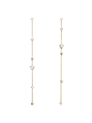 Linear Rose Cut Diamond Chain Earrings