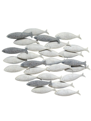 36.75" X 26.25" School Of Fish Wall Decor Gray - Stratton Home Décor