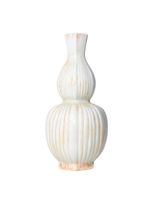 Fluted Hexagonal Celadon Gourd Vase