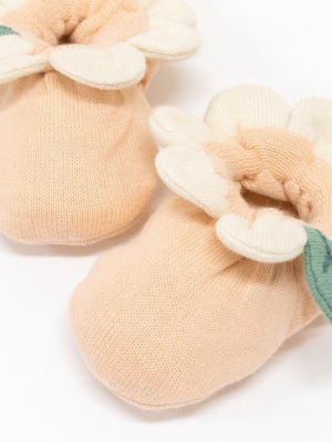 Meri Meri Peach Daisy Baby Booties