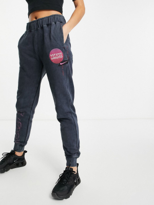 Nike Sweatpants In Black Acid Wash