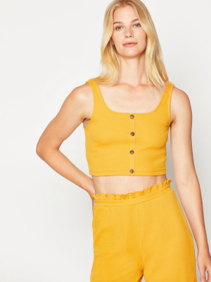 Colton Ribbed Button-front Crop Tank