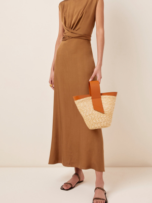 Amphora Straw And Leather Top-handle Bag