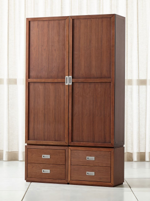 Aspect Walnut 4-piece Wood Door Storage Unit With Drawers