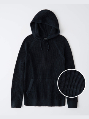 Waffle Knit Hooded Sweater