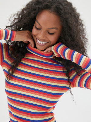 Uo Amelie Striped Turtleneck Top