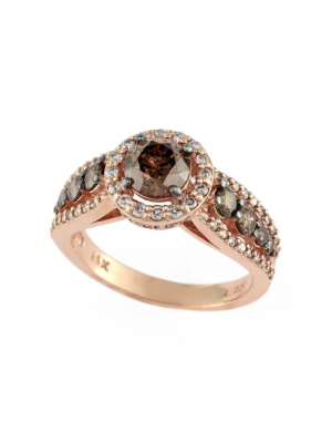 Effy Espresso 14k Rose Gold Cognac And White Diamond Ring, 1.64 Tcw