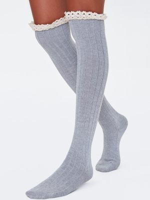 Over-the-knee Lace-trim Socks