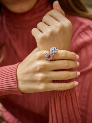 Diamond And Rhodolite Ring