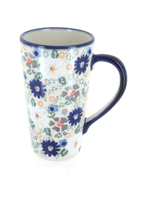 Blue Rose Polish Pottery Carnival Large Coffee Mug