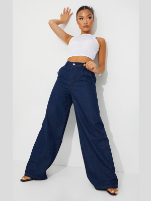 Petite Indigo Wash Wide Leg Jeans