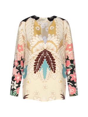 Valentino Printed V-neck Blouse