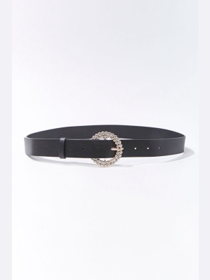 Rhinestone-buckled Waist Belt