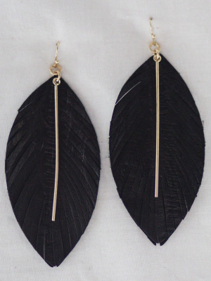 Leather Feather Earrings