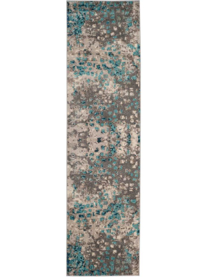 Monaco Gray/light Blue Runner Rug