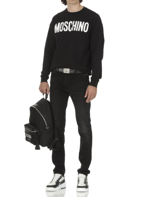 Moschino Logo Engraved Buckle Belt