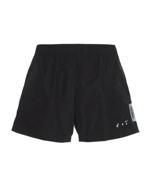 Off-white Logo Print Swim Trunks