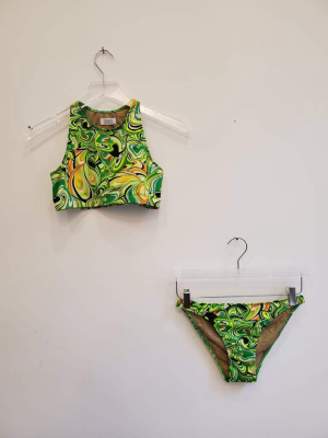 Racerback And Bikini Set - Neon Swirl