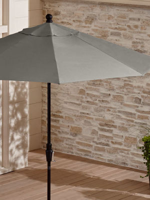 9' Round Sunbrella ® Graphite Patio Umbrella With Tilt Black Frame