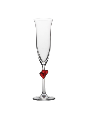 6.3oz 2pk Glass L'amore Red Heart Flute Drinkware Set - Stolzle Lausitz