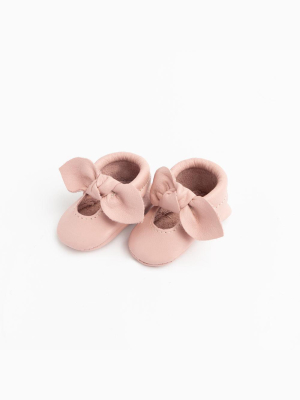 Newborn Blush Knotted Bow Mocc