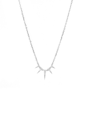 Sterling Cz Mini Spike Necklace