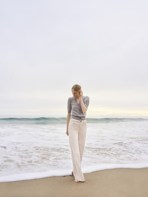 Juliette Short-sleeve Striped Cardigan