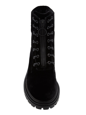 Zip-up Velvet Ankle Boots